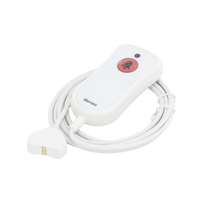 Pulsador de Cama Blanco Antibacteriano / Botón Rojo de Alarma 20mm / Conector Magnético / Protección IP67 / Cable 2m Resistente al Fuego / Libre de Halógenos / Braille 'SOS'