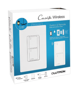 Kit de interruptor de pared Caseta Wireless de 5 A para todo tipo de focos y ventiladores, con control Pico de 2 botones, adaptador de montaje y placa, 120 V, requiere neutro