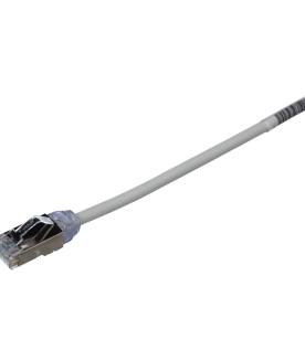 Patch Cord Cat6A, Diametro Reducido 28 AWG, Blindado S/FTP, CM/LS0H, 2 Metros (6.56 Pies), Color Gris