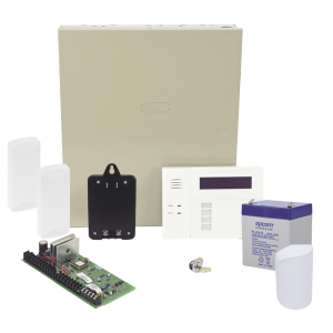 Kit de panel de alarma híbrido con teclado y receptor inalámbrico integrado, contactos magnéticos y sensor de movimiento inalámbricos