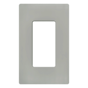 Placa de pared Claro de 1 espacio sin tornillos visibles, para atenuadores, apagadores y controles Lutron con apertura tipo Designer, acabado brillante color gris