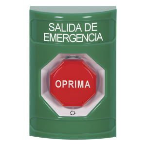 Botón de Salida de Emergencia , Texto en Español, Acción Mantenida, Girar para Restablecer, LED de iluminación