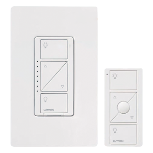 Kit de atenuador de pared inteligente sin cable neutro con control remoto Pico y placa Claro, 600 W incandescente/halógeno o 150 W LED atenuable, Caseta Wireless