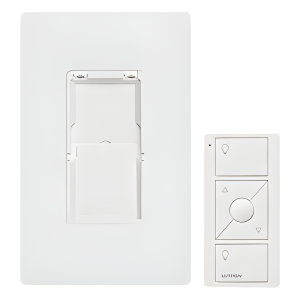 Kit de control Pico inalámbrico de 3 botones con subir/bajar para montaje en pared, incluye adaptador y placa Claro, para Caseta Wireless, RadioRA 2 y HomeWorks QS