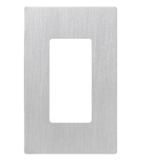 Placa de pared Claro de 1 espacio sin tornillos visibles, acabado en acero inoxidable, para atenuadores y controles Lutron Maestro, Diva, Skylark y control Pico