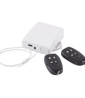 Receptor universal 433 MHz con dos controles remotos y salidas relay compatible con múltiples paneles de alarma