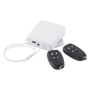 Receptor universal 433 MHz con dos controles remotos y salidas relay compatible con múltiples paneles de alarma