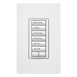Botonera de pared inalámbrica de 6 botones con subir/bajar, retroiluminada, 120 V, color blanco, para el sistema de control de iluminación RadioRA 2