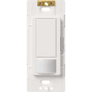 Apagador de pared con sensor de ocupación y vacancia Maestro, 2 A a 120 V, unipolar, para espacios pequeños como clósets, alacenas y cuartos de lavado, blanco