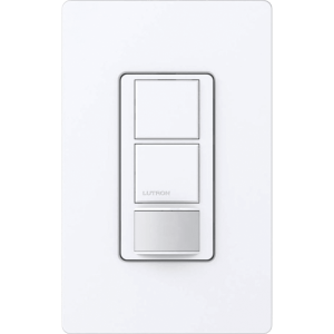 Apagador doble con sensor de ocupación Maestro para dos circuitos independientes, 6 A de iluminación por circuito a 120-277 V y ventilador a 120 V, unipolar, blanco