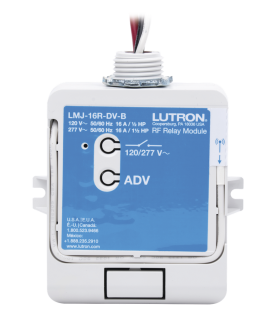 Módulo de relé de radiofrecuencia con tecnología Softswitch, conmuta hasta 16 A de propósito general, 120/277 V, apto para plenum, compatible con RA2 Select, RadioRA 2 y HomeWorks