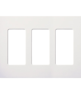 Placa de pared Claro de 3 espacios sin tornillos visibles, color blanco brillante, para atenuadores, apagadores y controles Pico Lutron