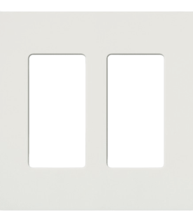 Placa de pared Claro de 2 espacios sin tornillos visibles, color blanco brillante, para atenuadores, apagadores y controles Pico Lutron