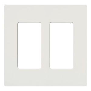 Placa de pared Claro de 2 espacios sin tornillos visibles, color blanco brillante, para atenuadores, apagadores y controles Pico Lutron