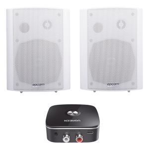 Kit Altavoces + Modulo Receptor BT | Montaje en Pared | 2x20W RMS | Material ABS y Reja Metálica | Bracket de Metal | Color Blanco