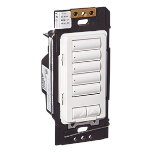 Botonera híbrida de 5 botones con atenuador de 450 W integrado, inalámbrica RF, sistema RadioRA 2