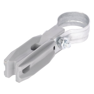 Aislador de Paso o Esquina con Abrazadera / 1 Pulgada (25 mm) / Resina Virgen 100% / Anti-Arqueo / Acero Galvanizado / Poste Cerco Eléctrico