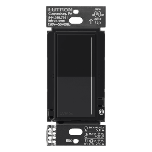 Atenuador de pared táctil Sunnata Pro LED+ con barra de luz, 250 W LED o 500 W incandescente a 120 V, requiere neutro, color negro Midnight satinado, para sistema RadioRA 3