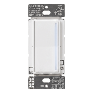 Atenuador de pared táctil Sunnata Pro LED+ con barra de luz, 250 W LED o 500 W incandescente a 120 V, requiere neutro, color blanco brillante, para sistema RadioRA 3