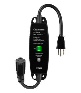 Enchufe inteligente para exteriores de 120 V y 15 A para iluminación y motores de 1/2 HP, con control Pico directo o app y geovallado mediante Smart Bridge, Caseta Wireless