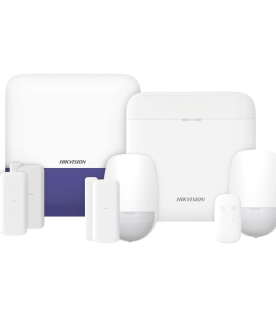 (AX PRO) KIT de Alarma AX PRO con GSM (3G/4G) / Incluye: 1 Hub con bateria de respaldo / 2 Sensores PIR / 3 Contactos Magnéticos mini / 1 Control Remoto / 1 Sirena Inalambrica Exterior  / WiFi / Compatible con Hik-Connect P2P