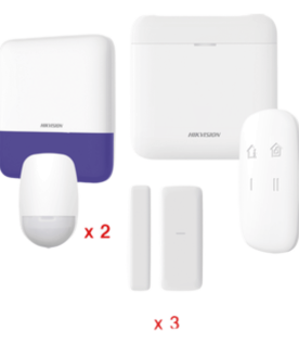 (AX PRO) KIT de Alarma AX PRO / Incluye: 1 Hub con batería de respaldo / 2 Sensores PIR / 3 Contactos Magnéticos mini / 1 Control Remoto / 1 Sirena Inalambrica Exterior  / WiFi / Compatible con Hik-Connect P2P