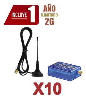 KIt de 10 Comunicadores de Alarma MINI012G con Antena 2G / Incluyen 1 Año de Cobertura / Aplicación Gratuita / Cero Configuración / Compatible Honeywell/DSC/CROW/PIMA
