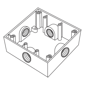 Caja Cuadrada de 3/4" (19.05 mm) a Prueba de Intemperie/ Cuenta con 4 bocas.