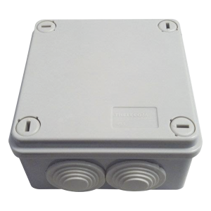 Caja Tipo Estanca IP55, con 6 Entradas, Tapa y Tornillo de Vuelta de 1/4, 100 x 100 x 50 mm (3.94 x 3.94 x 1.97 Pulgadas), Color Gris