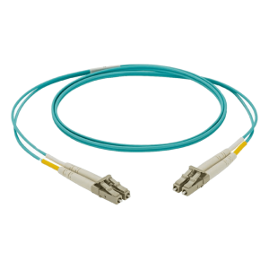 Jumper de Fibra Optica Multimodo 50/125 OM4, LC-LC Duplex, LSZH, Color Aqua, 2 Metros