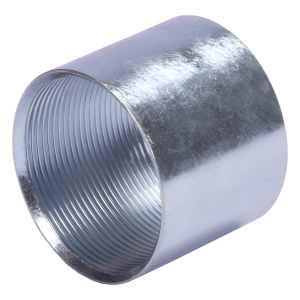 Cople 2 1/2" (63mm) pared gruesa con rosca galvanizado etiqueta amarilla