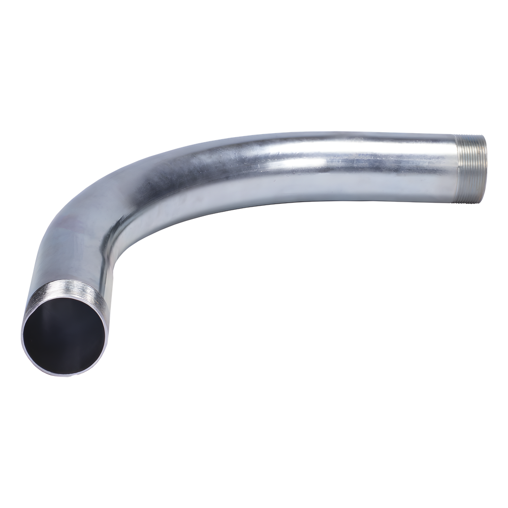 Curva/Codo de 90° de 3" (76mm) pared gruesa con rosca galvanizado etiqueta amarilla