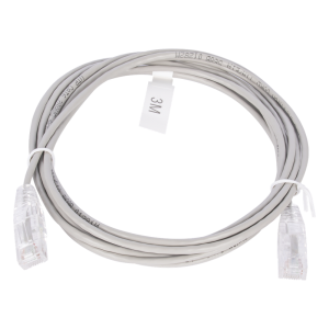 Cable de Parcheo Slim UTP Cat6 - 3 Metros (9.84 Pies) Gris Diámetro Reducido (28 AWG)