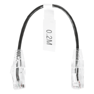 Cable de Parcheo Slim UTP Cat6 - 20 cm (7.87 Pulgadas) Negro Diámetro Reducido (28 AWG)