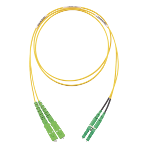 Jumper de Fibra Optica Monomodo 9/125 OS2, SC/APC-LC/APC Duplex, OFNR (Riser), Color Amarillo, 2 Metros (6.56 Pies)