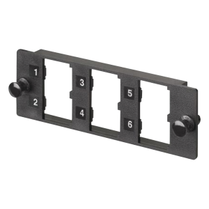 Placa Modular FAP de 6 Puertos Mini-Com, Acepta Módulos de Fibra Óptica, Cobre o Audio y Video, Color Negro