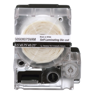 Casete de 425 Etiquetas Autolaminadas de 12.7 x 19.1 mm (0.5 x 0.75 pulgadas), para Cables de 2 a 4 mm (0.08 a 0.16 pulgadas) de Diámetro, Área de Impresión Color Blanco