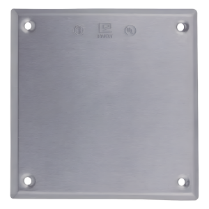 Tapa cuadrada ciega de aluminio para caja cuadrada.