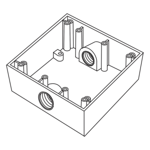 Caja Cuadra de 3/4" a Prueba de  Intemperie/ Cuenta con 2 salidas.