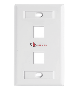 Placa de Pared Keystone de 2 Salidas, Color Blanco, para Jacks Keystone Z-MAX y MAX