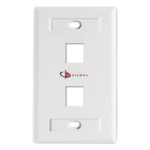 Placa de Pared Keystone de 2 Salidas, Color Blanco, para Jacks Keystone Z-MAX y MAX