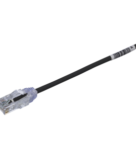 Cable de Parcheo TX6, UTP Cat6, Diámetro Reducido (28AWG), Color Negro, 0.5 Metros (1.64 Pies)
