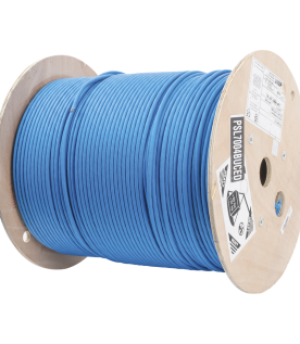 Bobina de Cable Blindado S/FTP de 4 Pares, Cat7, Inmune a Ruido e Interferencias, LSZH (Bajo Humo, Cero Halógenos), Color Azul, Bobina de 500 Metros (1640 Pies)