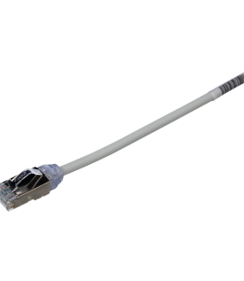 Patch Cord Cat6A, Diametro Reducido 28 AWG, Blindado S/FTP, CM/LS0H, 1 Metro (3.28 Pies), Color Gris