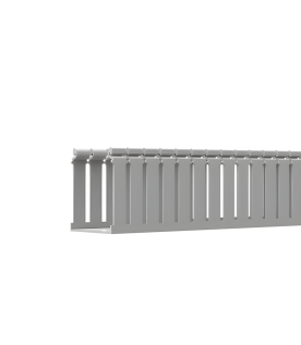 Canaleta Ranurada de PVC con Tapa, Tipo F, 108 mm de Ancho, 104.1 mm de Alto y 2 m de Largo, Color Gris