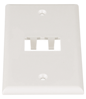 Placa de Pared Vertical Clásica, Salida Para 2 Puertos Mini-Com, Color Blanco Mate