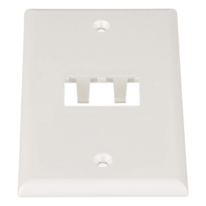 Placa de Pared Vertical Clásica, Salida Para 2 Puertos Mini-Com, Color Blanco Mate