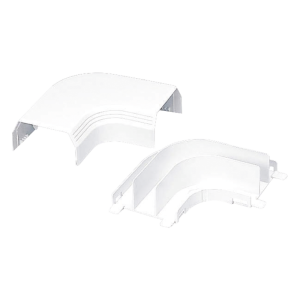 Curva de radio controlado, para uso con canaleta T45, Material PVC Rígido, Color Blanco Mate