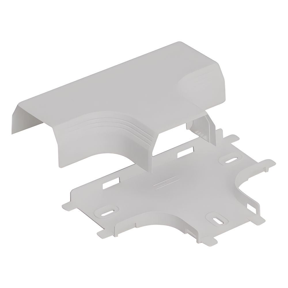 Accesorio en "T", para uso con canaleta T45, Material PVC Rígido, Color Blanco Mate