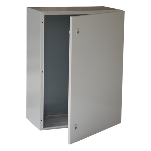 Gabinete de Acero IP66 Uso en Intemperie (400 x 600 x 250 mm) con Placa Trasera Interior Metálica y Compuerta Inferior Atornillable (Incluye Chapa y Llave T).